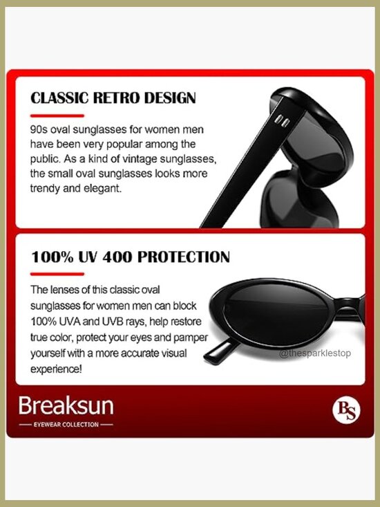 Retro Oval Sunglasses Small Frame UV Protection Plastic main image 5